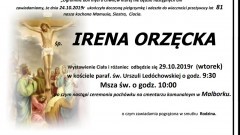 Zmarła Irena Orzęcka. Żyła 81 lat.