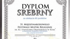 Srebro dla malborskiej Lutni. Międzynarodowy Festiwal Muzyki Religijnej im. Stanisława Ormińskiego w Rumi.