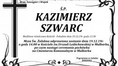 Zmarł Kazimierz Szwarc. Żył 68 lat.