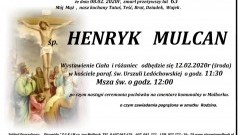 Zmarł Henryk Mulcan. Żył 63 lata.