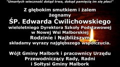 Wójt Gminy Malbork i pracownicy Urzędu, Przewodniczący Rady, Radni i Sołtysi Gminy Malbork składają kondolencje.