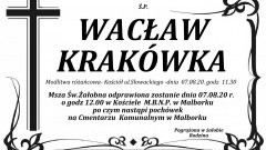 Zmarł Wacław Krakówka. Żył 77 lat.