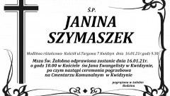 Zmarła Janina Szymaszek.