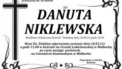 Zmarła Danuta Niklewska. Żyła 66 lat.