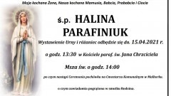 Zmarła Halina Parafiniuk. Żyła 71 lat.