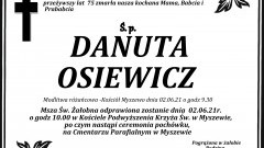 Zmarła Danuta Osiewicz. Żyła 75 lat.