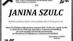 Zmarła Janina Szulc. Żyła 88 lat.