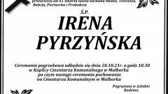 Zmarła Irena Pyrzyńska. Żyła 61 lat.