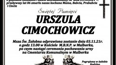 Zmarła Urszula Cimochowicz. Żyła 86 lat.