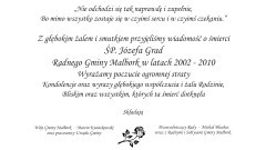 Kondolencje Wójta Gminy Malbork i pracowników Urzędu Gminy oraz Przewodniczącego Rady wraz z Radnymi i Sołtysami Gminy Malbork. 