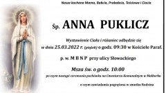 Zmarła Anna Puklicz. Żyła 88 lat.