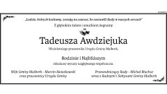 Kondolencje Wójta Gminy Malbork i pracowników Urzędu Gminy oraz Przewodniczącego Rady wraz z Radnymi i Sołtysami Gminy Malbork.