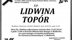 Zmarła Lidwina Topór. Żyła 89 lat.