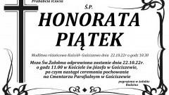 Zmarła Honorata Piątek. Żyła 92 lata.