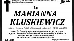 Zmarła Marianna Kluskiewicz. Żyła 87 lat.