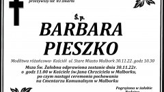 Zmarła Barbara Pieszko. Miała 83 lata.