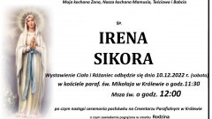 Zmarła Irena Sikora. Żyła 77 lat.