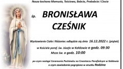 Zmarła Bronisława Cześnik. Miała 92 lata.