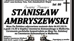 ZMARŁ STANISŁAW AMBRYSZEWSKI. ŻYŁ 80 LAT