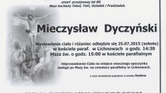 ZMARŁ MIECZYSŁAW DYCZYŃSKI. ŻYŁ 88 LAT.