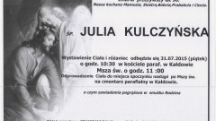 ZMARŁA JULIA KULCZYŃSKA. ŻYŁA 90 LAT.