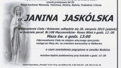 ZMARŁA JANINA JASKÓLSKA. ŻYŁA 91 LAT.