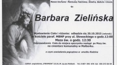 Zmarła Barbara Zielińska. Żył 63 lata.