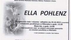 Zmarła Ella Pohlenz. Żyła 83 lata.