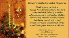 Życzenia Świąteczne Wójta Gminy Ostaszewo - 21.12.2015