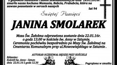 Zmarła Janina Smolarek. Żyła 82 lata.