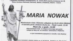 Zmarła Maria Nowak. Żyła 78 lat.