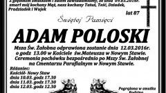 Zmarł Adam Poloski. Żył 87 lat.