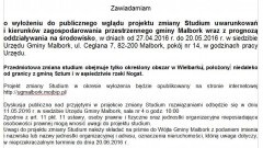 Ogłoszenie o wyłożeniu do publicznego wglądu projektu zmiany Studium&#8230;