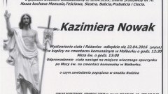 Zmarła Kazimiera Nowak. Żyła 70 lat.