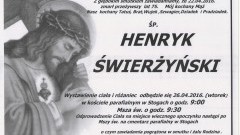 Zmarł Henryk Świerżyński. Żył 75 lat.