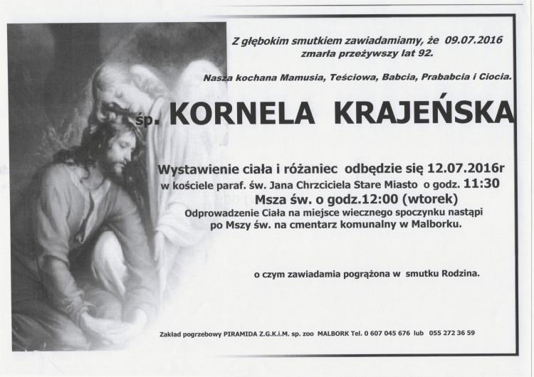 Zmarła Kornela Krajeńska. Żyła 92 lata.