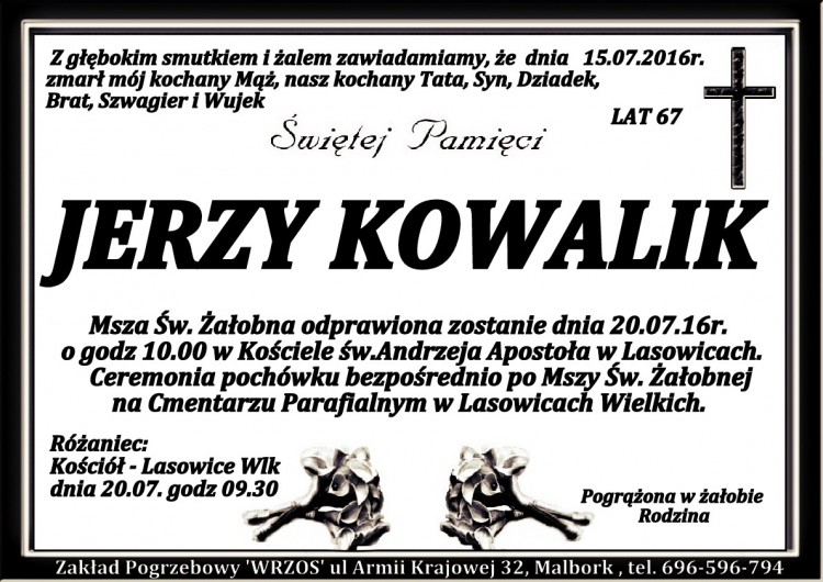 Zmarł Jerzy Kowalik. Żył 67 lat. 