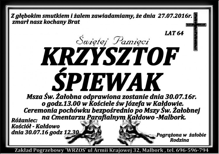 Zmarł Krzysztof Śpiewak. Żył 64 lata. 