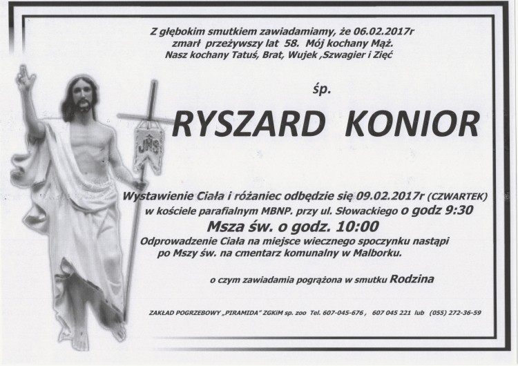 Zmarł Ryszard Konior. Żył 58 lat.