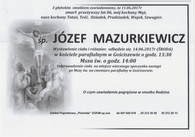 Zmarł Józef Mazurkiewicz. Żył 86 lat.