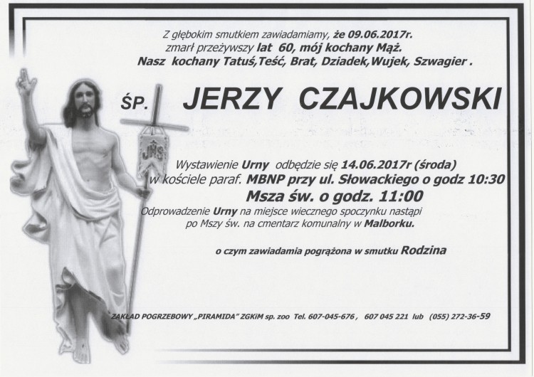 Zmarł Jerzy Czajkowski. Żył 60 lat.