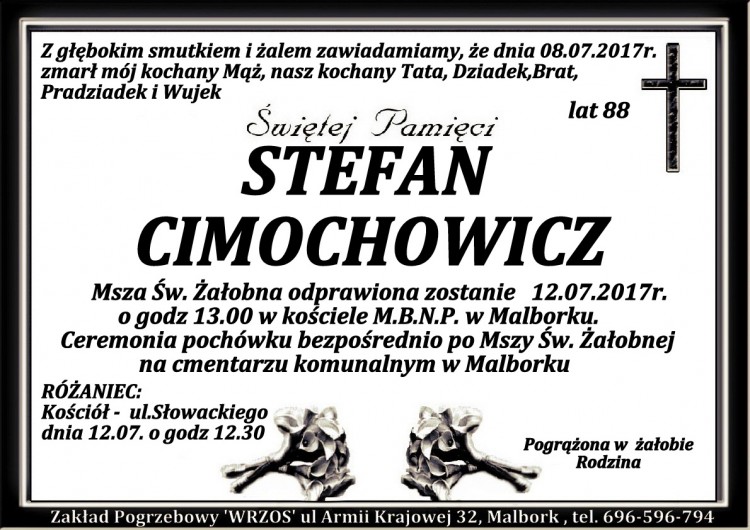 Zmarł Stefan Cimochowicz. Żył 88 lat.