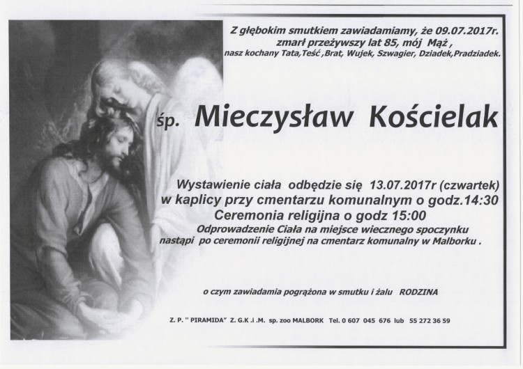 Zmarł Mieczysław Kościelak. Żył 85 lat.