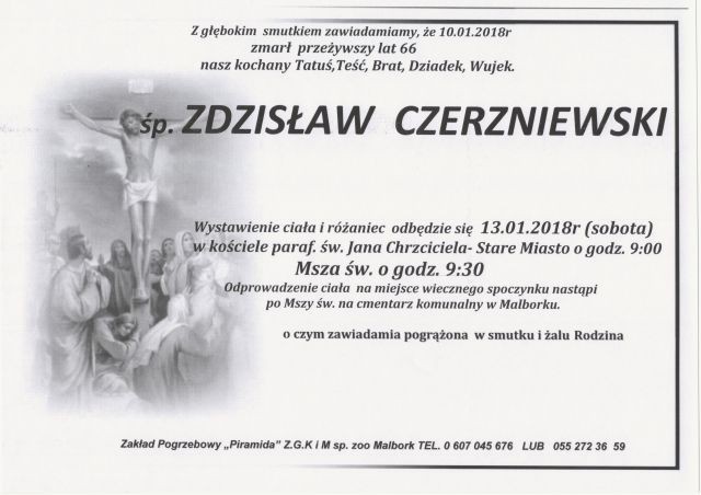 Zmarł Zdzisław Czerzniewski. Żył 66 lat