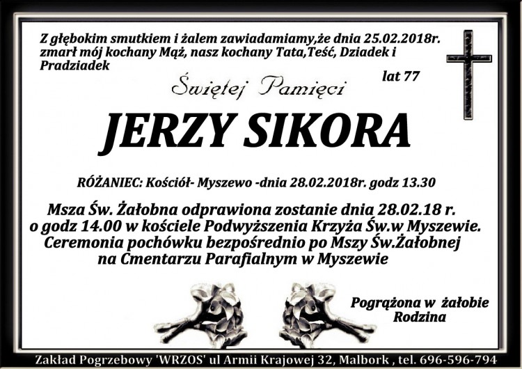 Zmarł Jerzy Sikora. Żył 77 lat