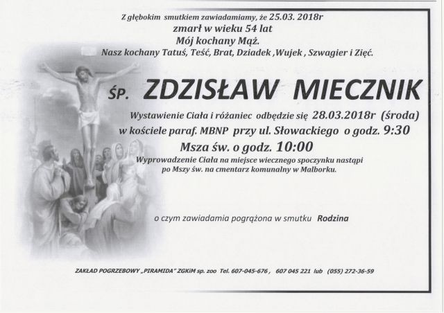 Zmarł Zdzisław Miecznik. Żył 54 lata