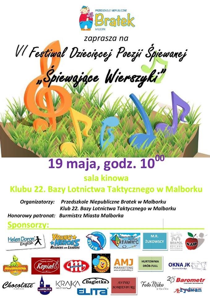 Malbork: Zapraszamy na VI Festiwal Dziecięcej Poezji Śpiewanej „Śpiewające&#8230;