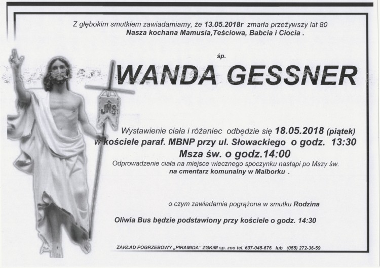 Zmarła Wanda Gessner. Żyła 80 lat.