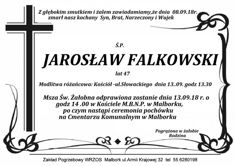 Zmarł Jarosław Falkowski. Żył 47 lat