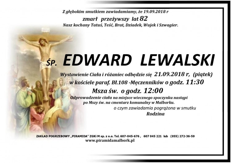 Zmarł Edward Lewalski. Żył 82 lata.